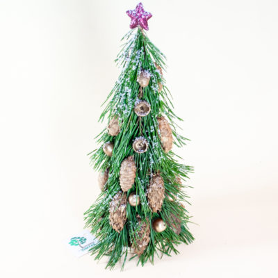 Stilizēta eglīte, priežu skujas, zelts, 40-50 cm