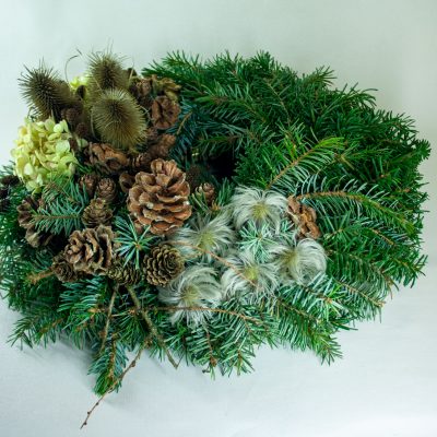 Adventes vainags, Serbijas egle, hortenzija, kokveida peonija, dekoratīvs dadzis, D 30 cm