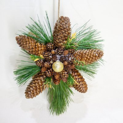 Parastās egles čiekuru zvaigzne, piekarināms dekors, D 25 cm