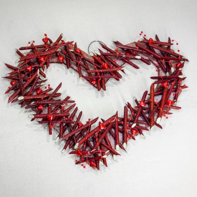 Vienpusīgs dekors sirds formā, sarkans, 30x20x2 cm